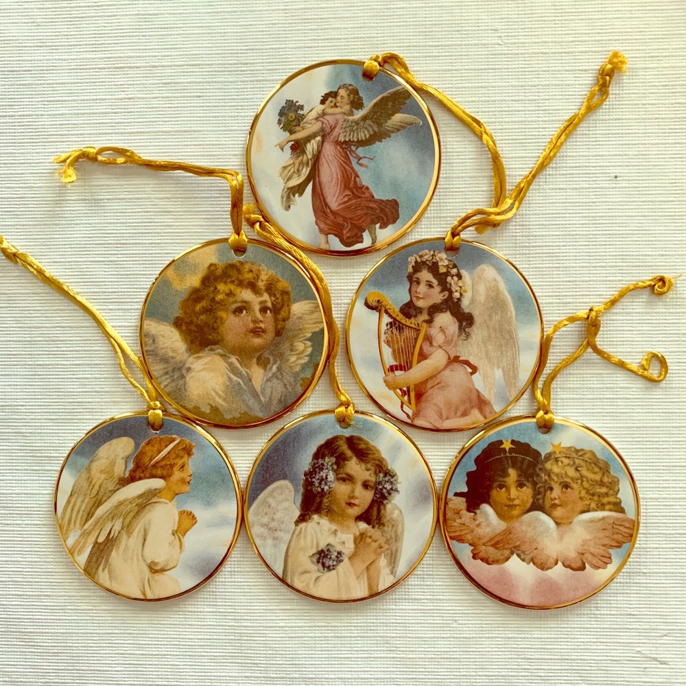 Collectible Porcelain Angel Ornaments, Set of Six